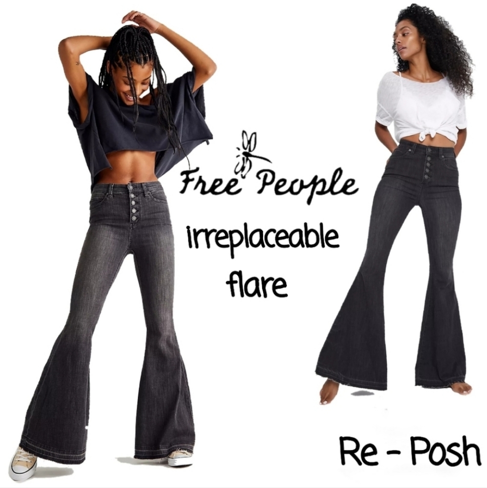 Irreplaceable Flare Jeans • Free People x We The Free •Black Size 32